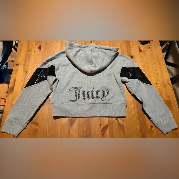 Juicy Couture Tracksuit Hoodie (Small) & Joggers (Medium) Gray with Sequins Set - Picture 7 of 9